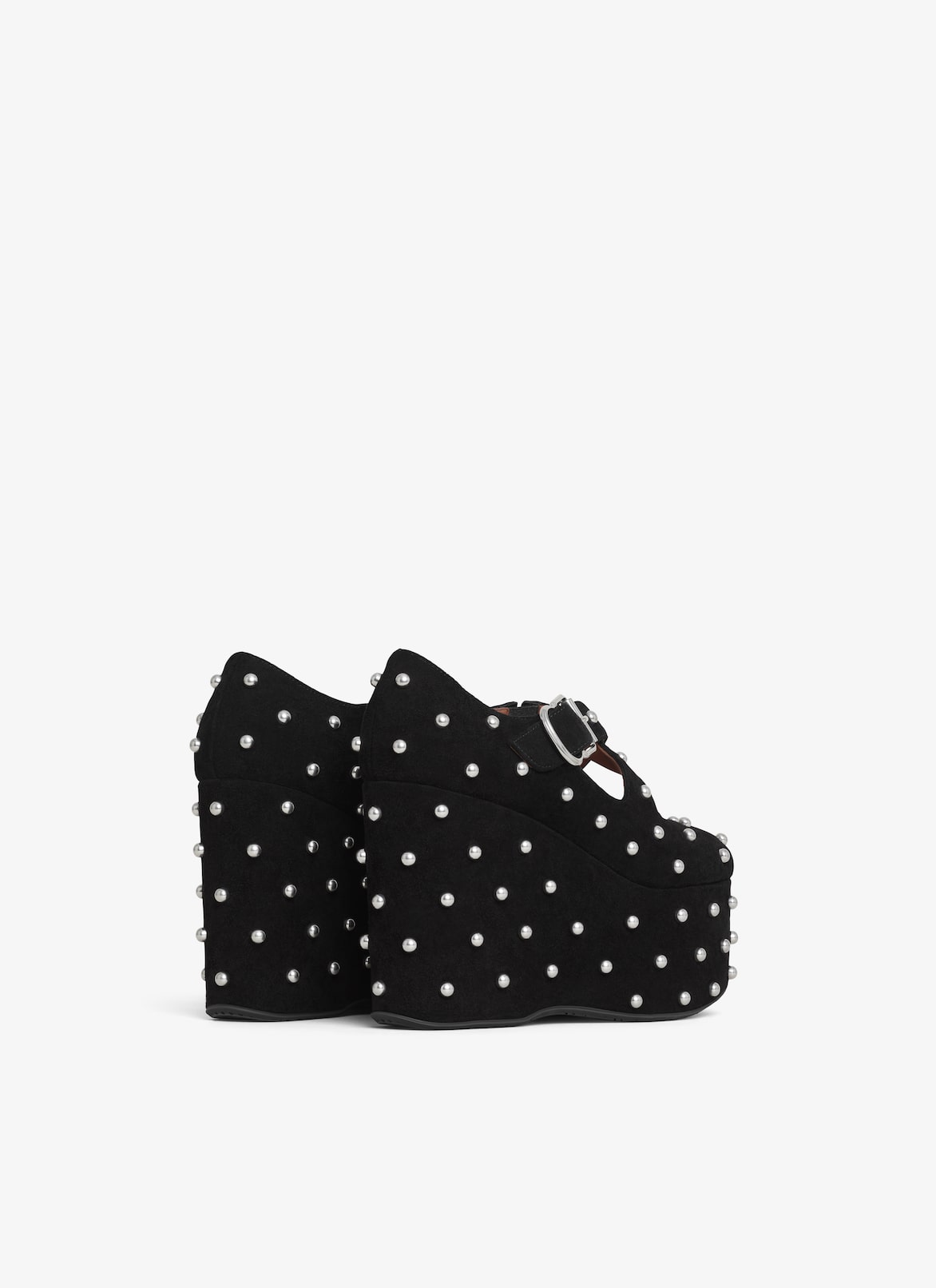 CRISS CROSS WEDGES IN SUEDE WITH STUDS ALAÏA BLACK CRISS CROSS WEDGES IN SUEDE WITH STUDS